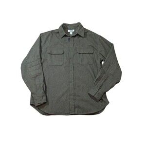 Old Navy Mens Large Wool Blend Shacket Charcoal Utility Reinforced Elbow